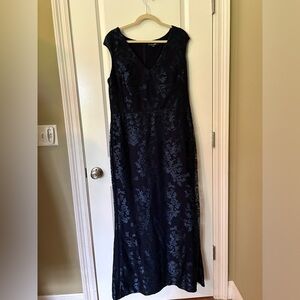 Ralph Lauren Floral Lace Overlay Cap Sleeve Formal Dress